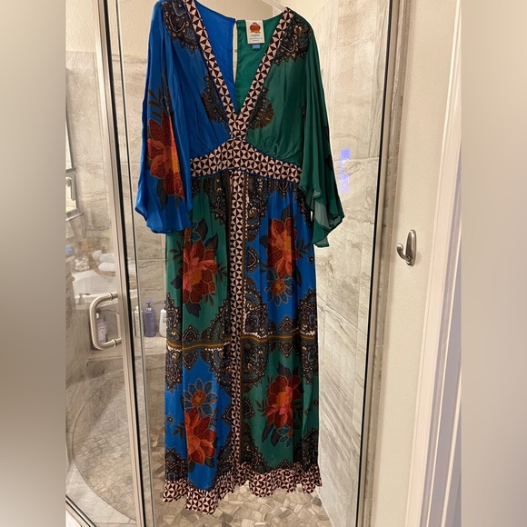 Farm Rio for Anthropologie Multicolor Floral Maxi Dress XL Petite - Picture 10 of 14